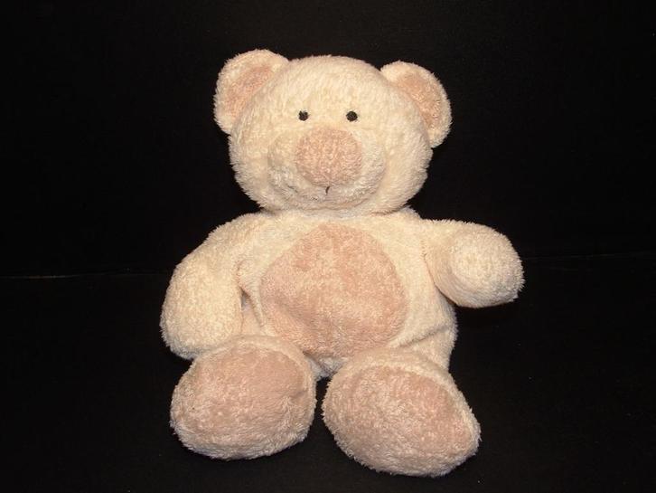 NICOTOY BEER ZACHTE BADSTOF WIT MET BEIGE ZACHTE, Kinderen en Baby's, Speelgoed | Knuffels en Pluche, Nieuw, Overige typen, Verzenden