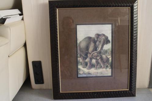 Schilderij Olifant met kalf van August Specht 1849 - 1923, Huis en Inrichting, Woonaccessoires | Schilderijen, Tekeningen en Foto's