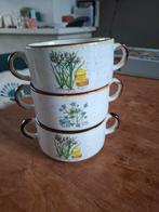 3 vintage soepkommen wild flowers sfeertje, Ophalen of Verzenden, Gebruikt, Overige stijlen, Kom(men)