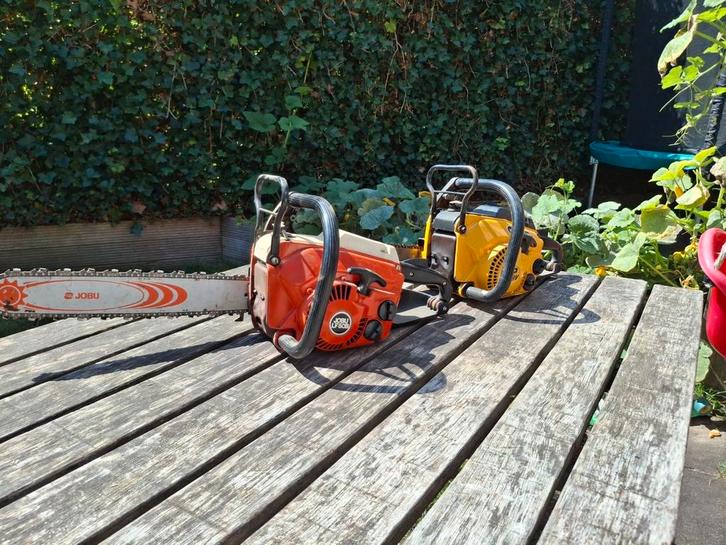 Oldtimer kettingzagen partner en jobu, Tuin en Terras, Overige Tuin en Terras, Gebruikt, Ophalen of Verzenden