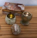 Onyx doosje, kandelaars en een ei, Ophalen of Verzenden, Mineraal