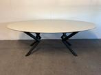 Ovale eettafel HPL marmer print 220x120, 100 tot 150 cm, 200 cm of meer, Ophalen of Verzenden, Zo goed als nieuw