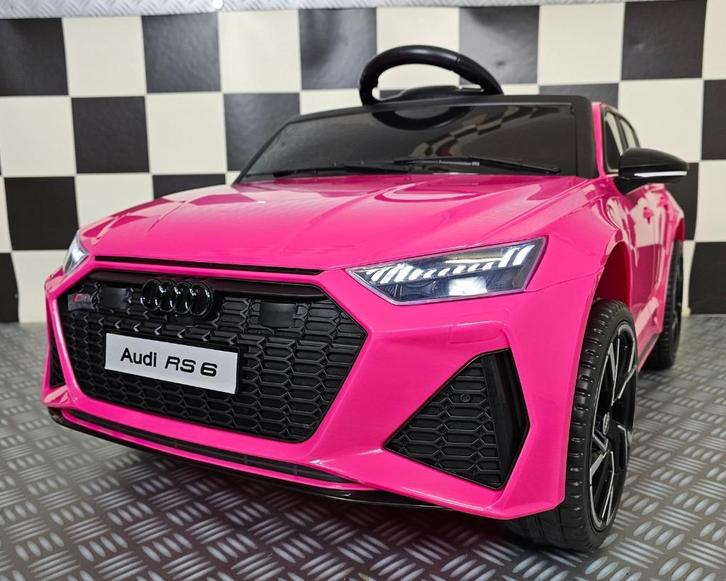 Kinderauto Audi RS6 - soft start - leren zit- met RC, Kinderen en Baby's, Speelgoed | Speelgoedvoertuigen, Nieuw, Afstandsbediening