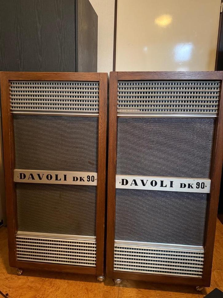 2 vintage luidsprekers (Davoli DK 90), Audio, Tv en Foto, Luidsprekers, Gebruikt, Front, Rear of Stereo speakers, 60 tot 120 watt