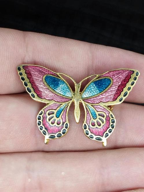 prachtige vintage emaille vlinder broche, Sieraden, Tassen en Uiterlijk, Broches, Zo goed als nieuw, Overige materialen, Ophalen of Verzenden