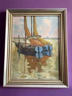 Mooi schilderij van boten. Met glas, Antiek en Kunst, Kunst | Schilderijen | Klassiek, Ophalen
