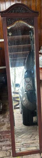 Oude spiegel met geslepen lijst - 155x35 cm, Antiek en Kunst, Antiek | Spiegels, Ophalen of Verzenden, Rechthoekig, Minder dan 50 cm