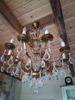 Prachtige franse kroonluchter brons met kristallen 10 arms., Antiek en Kunst, Antiek | Lampen, Ophalen
