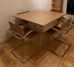 moderne houten eet/hobbytafel met 4 stoelen (skai), Ophalen, Gebruikt, Overige materialen, Vierkant