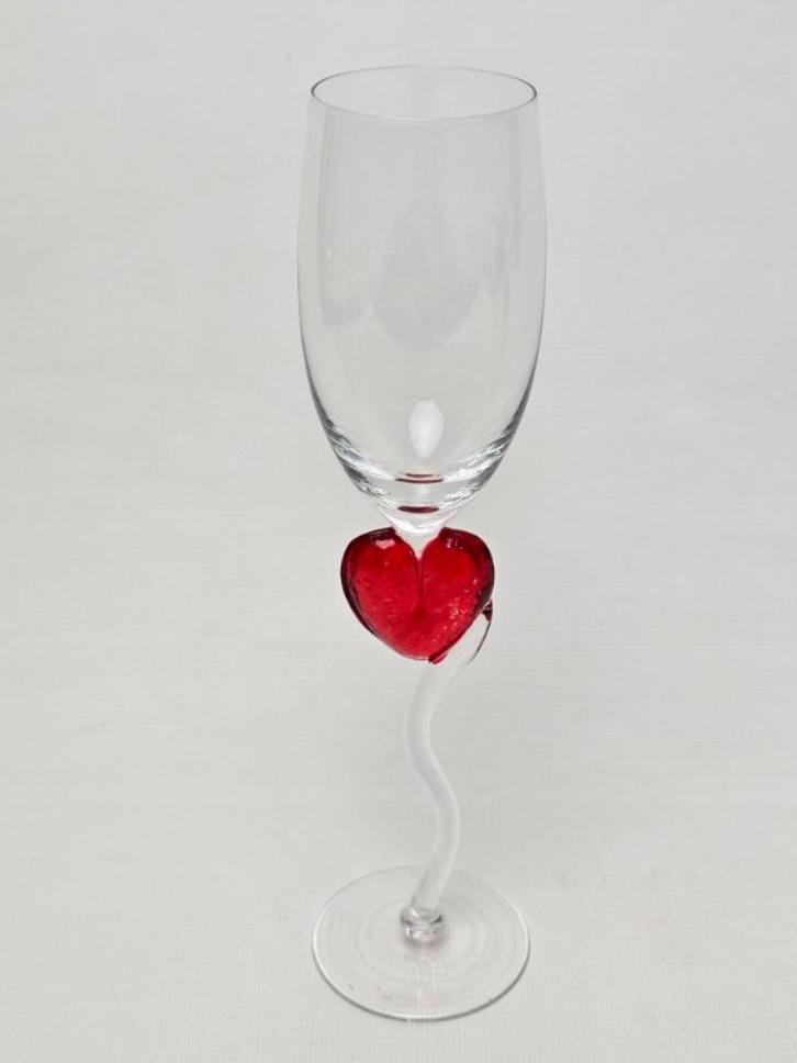# 2 Champagneglas Rood Hart - Valentijnsdag of oud en nieuw, Verzamelen, Glas en Borrelglaasjes, Zo goed als nieuw, Overige typen
