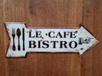 Le Cafe Bistro - Metalen wandbord 50x20 cm, Nieuw, Ophalen of Verzenden