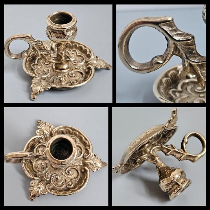 Antiek koper, geel koperen rijk gedecoreerde blaker, Antiek en Kunst, Antiek | Kandelaars, Koper of Brons, Ophalen of Verzenden