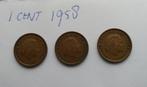 1 cent Juliana 1958, Ophalen of Verzenden, Koningin Juliana, 1 cent, Losse munt