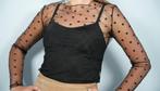 Sheer Mesh Polka-Dot Top – Size L – Black, Long Sleeve, Verzenden, Zwart, Maat 42/44 (L), Lange mouw