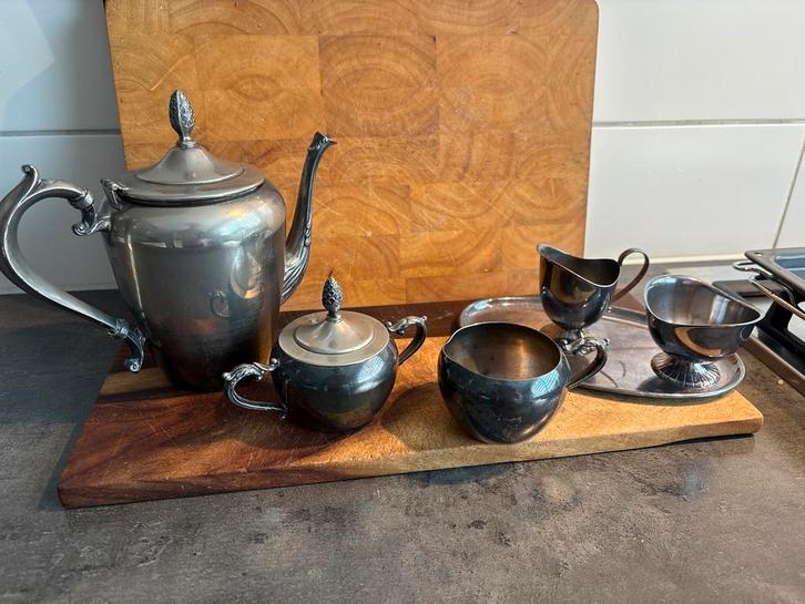 Verzilverd Theeservies, Antiek en Kunst, Antiek | Goud en Zilver, Zilver, Ophalen of Verzenden