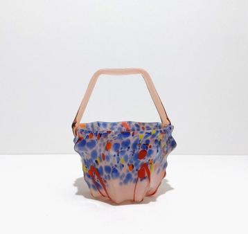 Wilhelm Kralik  Art Deco glasmand in multicolor spatterglas. beschikbaar voor biedingen