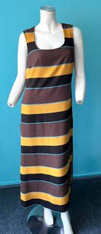 Vintage jaren 70 zomer maxi-jurk bruin/geel maat 40, Maat 38/40 (M), Bruin, Verzenden, Vintage