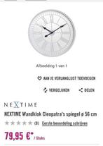 NEXTTIME SPIEGELKLOK MET STIL UURWERK !, Ophalen, Zo goed als nieuw, Wandklok