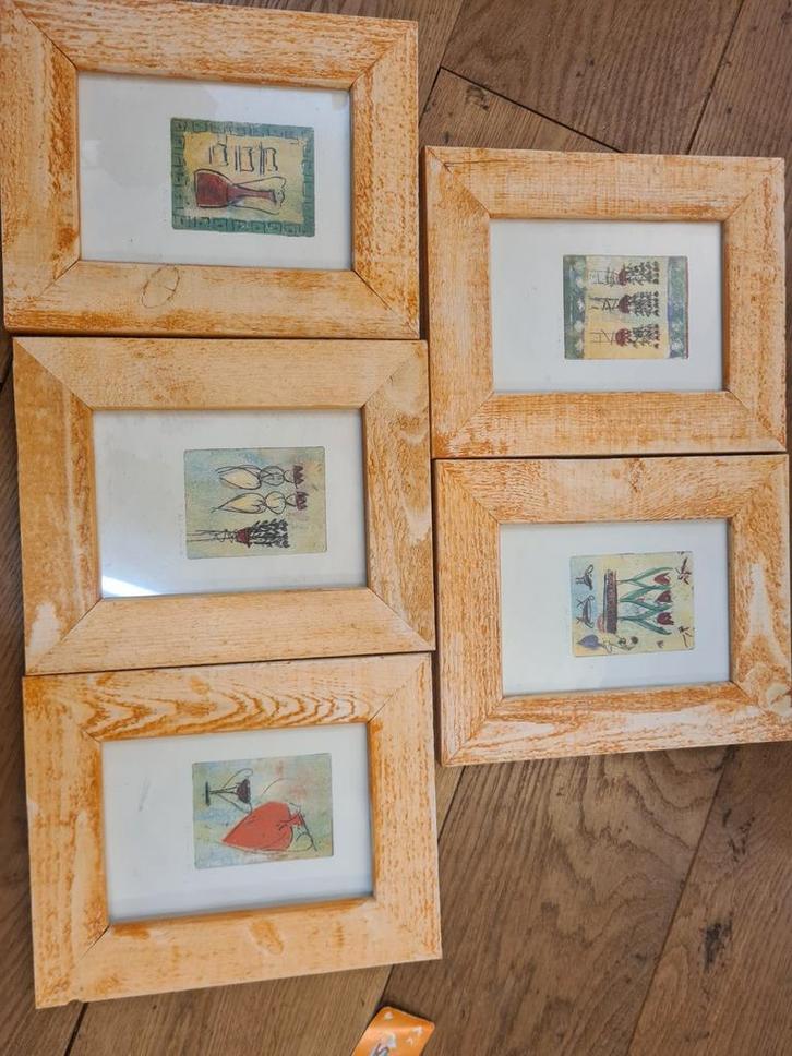 Ria van Leeuwen Schilderijtjes - Set van 5, Antiek en Kunst, Kunst | Overige Kunst, Ophalen of Verzenden