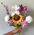 * 9 Lila wit gehaakte bloem: lelie zonnebloem pioen ea ZOMER, Verzenden, Nieuw, Binnen