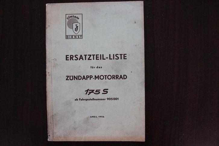 Zündapp 175 S 1956 motorrad ersatzteil liste onderdelen boek, Motoren, Handleidingen en Instructieboekjes, Overige merken, Ophalen of Verzenden