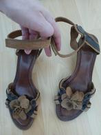 Maat 41 Sacha leren sandalen met hakje 6,5cm, Bruin, Sacha, Gedragen, Sandalen of Muiltjes