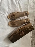 Goud Sandalen & Clutch Set, Bruin, Gedragen, Sandalen of Muiltjes, Ophalen of Verzenden