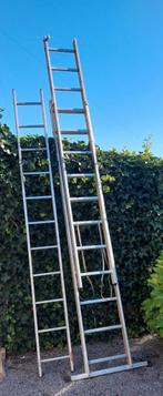 Uitschuifbare aluminium ladder 3x3 meter, Ophalen, Gebruikt, 4 meter of meer