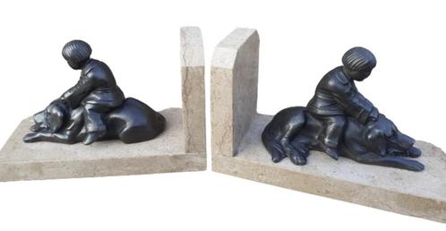 ART DECO boekensteun van Raphael Charles Peyre hond en kind, Antiek en Kunst, Kunst | Beelden en Houtsnijwerken, Ophalen of Verzenden