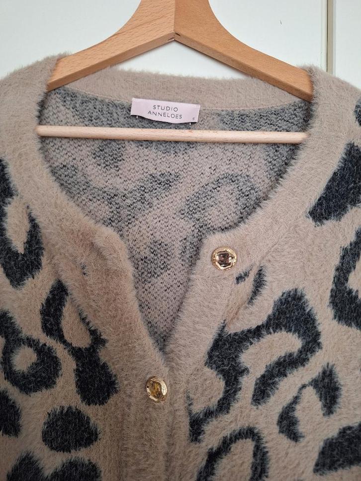 Studio anneloes: Trendy vest met animal print, Kleding | Dames, Truien en Vesten, Zo goed als nieuw, Maat 36 (S), Beige, Ophalen of Verzenden