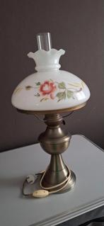 zuiver tinnen schemerlamp met glaskap, Antiek en Kunst, Ophalen