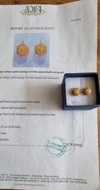 18- K geel goud Oorbellen Parels - Antiek 1880` s, Verzenden, Goud, Oorbellen, Met edelsteen