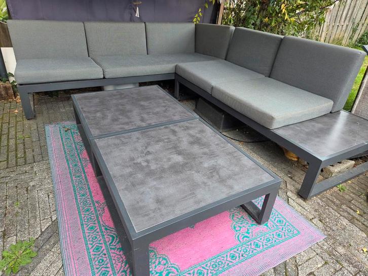 Luxe grijze Aluminium Loungeset - 6 Zitplaatsen, Tuin en Terras, Tuinsets en Loungesets, Zo goed als nieuw, Loungeset, Aluminium