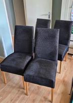 4x eetkamerstoelen met houten poten, Huis en Inrichting, Stoelen, Ophalen, Hout, Zwart, Zo goed als nieuw