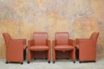 ZGANieuw! 4 rode leren Leolux Quantissimo verrijdb stoelen, Huis en Inrichting, Leolux, Leolux, Design, Leer