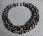 Mooie zilverkleurige gevlochten ketting 58/67 cm, Verzenden, Zo goed als nieuw, Overige materialen