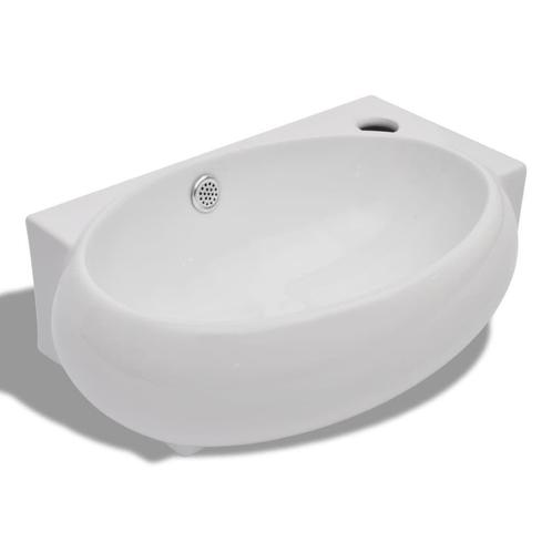Wastafel met kraangat en overloop rond kerami, Doe-het-zelf en Verbouw, Sanitair, Nieuw, Wastafel, Ophalen