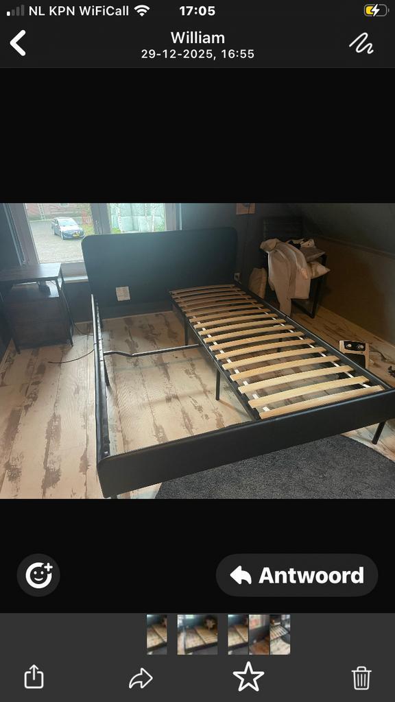 Ikea bed, Huis en Inrichting, Slaapkamer | Bedden, Gebruikt, Tweepersoons, 140 cm, 200 cm, Metaal, Zwart, Ophalen of Verzenden