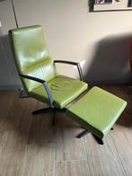 Fauteuil Gealux in groen leer, Huis en Inrichting, Fauteuils, Ophalen, Zo goed als nieuw, Leer, 50 tot 75 cm