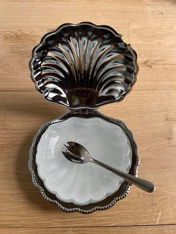 Vintage kaviaar boter jam schelp melkwit persglas 1979s beschikbaar voor biedingen