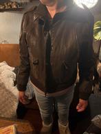 Bruine leren jas - Maat M, Kleding | Heren, Ophalen, Zo goed als nieuw, Maat 48/50 (M), Bruin