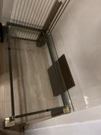 Glazen salon tafel met metalen frame, Gebruikt, 100 tot 150 cm, Glas, Minder dan 50 cm