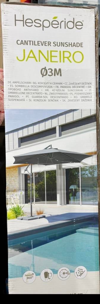 Grijze Zweefparasol Rond 3.00m -, Verzenden, Geen, Nieuw, 2 tot 3 meter