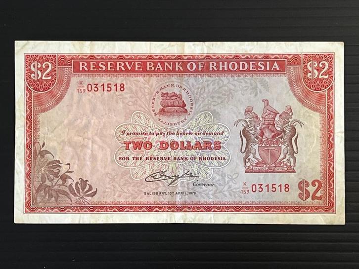 Rhodesië / RHODESIA 2 Dollars 1979, P-39 - 10 april 1979, Postzegels en Munten, Bankbiljetten | Afrika, Los biljet, Zimbabwe, Ophalen of Verzenden