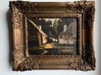 Antieke olieverf beschildering met afb. v.e. boerderij, Antiek en Kunst, Kunst | Schilderijen | Klassiek, Ophalen
