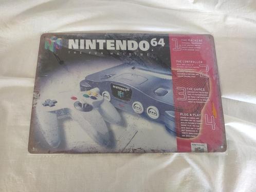 Nintendo 64 METALEN Wandbord Poster, Spelcomputers en Games, Spelcomputers | Nintendo Consoles | Accessoires, Nieuw, Nintendo 64