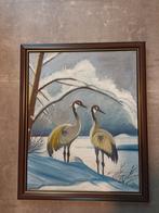 Winterpaar Reigers - Acryl op Canvas 40x50, Ophalen of Verzenden