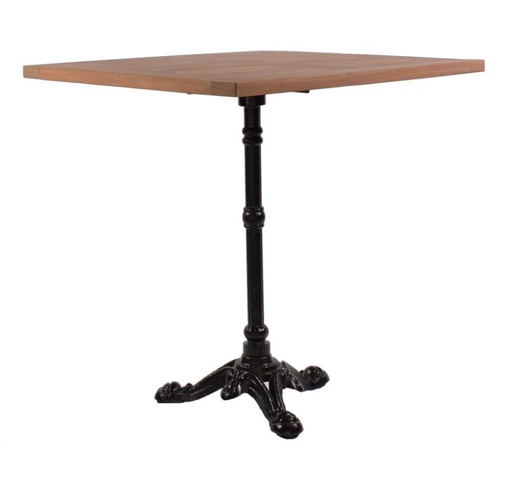 Teakhouten terras bistrotafel vierkant met gietijzeren voet, Tuin en Terras, Tuintafels, Nieuw, Vierkant, Teakhout, Ophalen of Verzenden