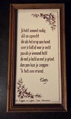 Tegel met houten kader met spreuk Toon Hermans, Ophalen of Verzenden