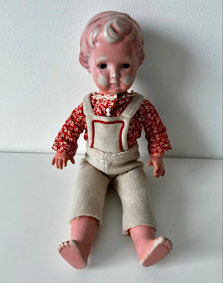 Schildpad Pop T 36 - Vintage ca 1950, Verzamelen, Poppen, Gebruikt, Overige typen, Ophalen of Verzenden